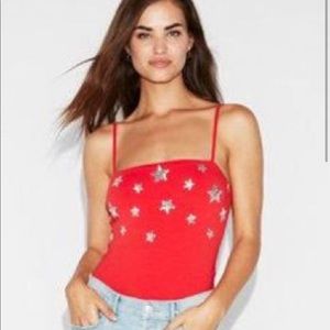 Express Red Star Sparkly Bodysuit